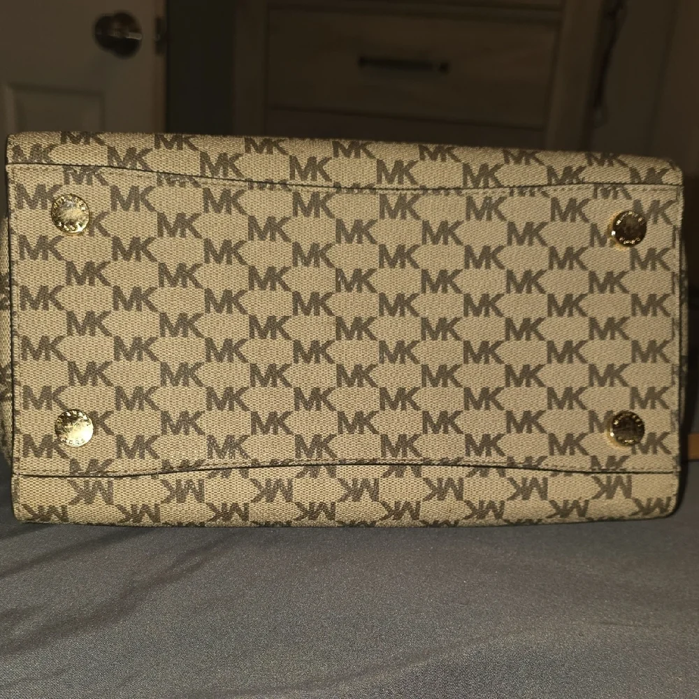 Michael Kors Brown MK Logo Satchel with Gold Accent - Picture 4 of 7